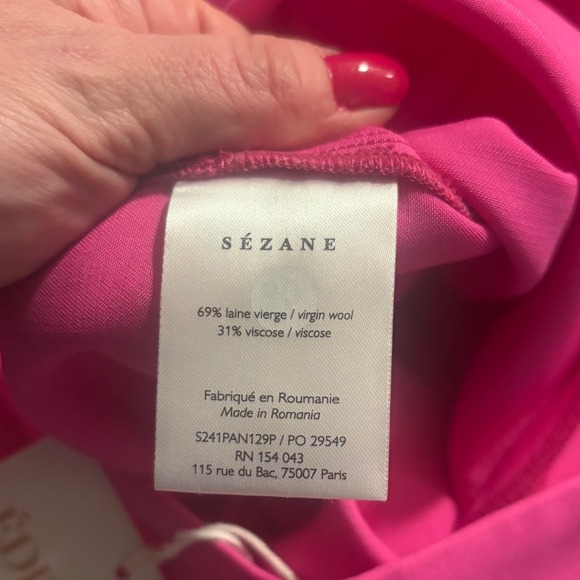 NEW Sezane | Editions Tymo Wide Leg Trousers in Hot Pink Wool Blend Sz 6/38 - Picture 9 of 11